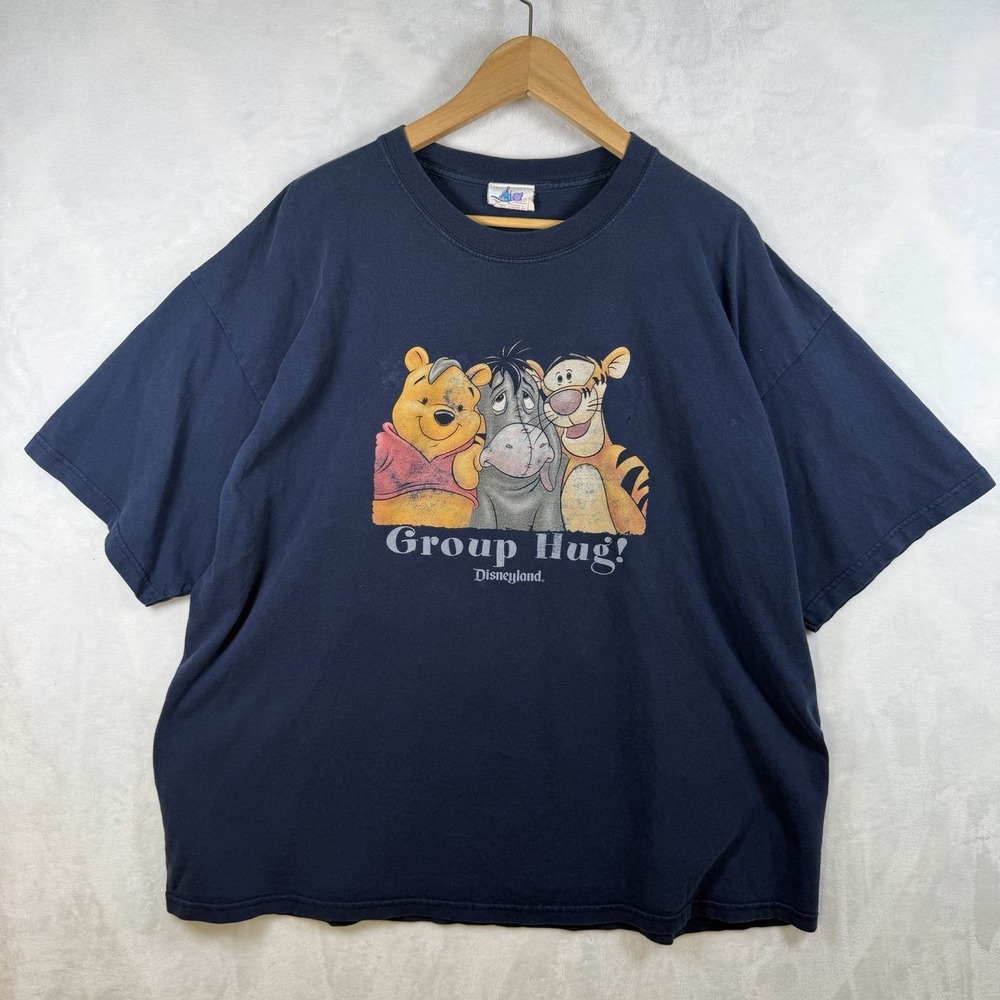 Disneyland Resort Group Hug Bleach Sun Fade Winnie Pooh Tigger Blue Tee Size 2XL